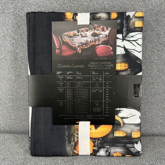 Christian Lacroix Halloween Tablecloth Haunted House Pumpkin Cat Oblong 60 X 84 - Picture 3 of 12